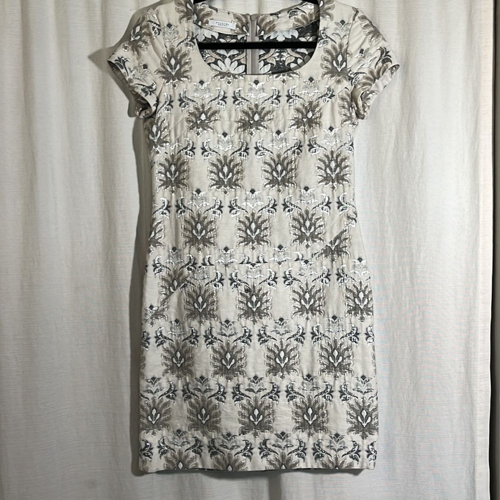 Pollini Metallic Floral Brocade Mini Dress